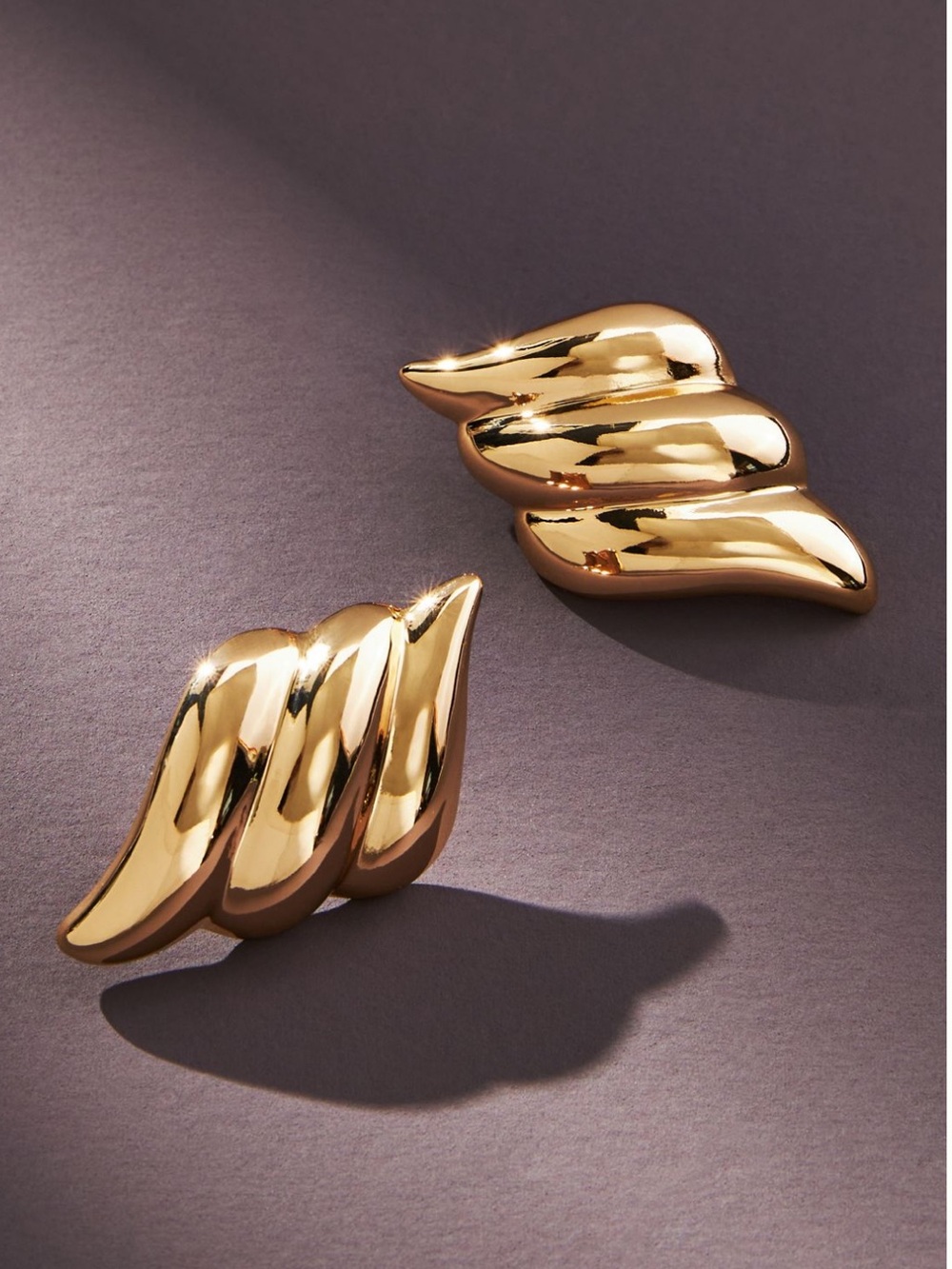 Anthropologie Triple Wave Post Earrings in Gold NWOT